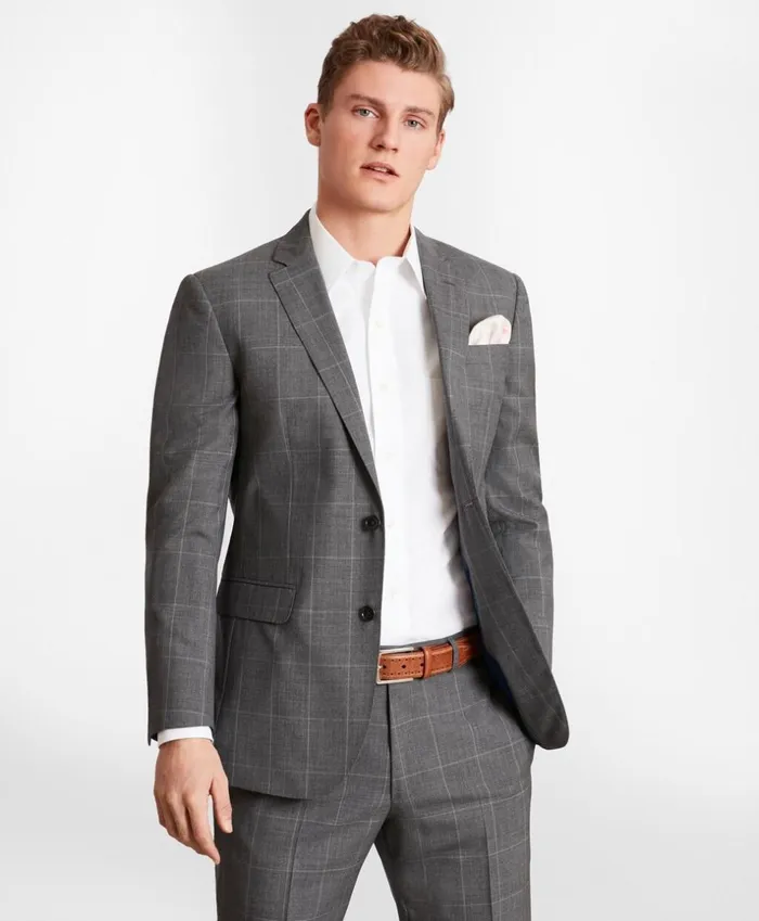 Brooks Brothers Suits BrooksGate MilanoFit Windowpane Wool Suit Jacket Medium Grey 8211 Men Brooks Brothers Suits BrooksGate MilanoFit Windowpane Wool Suit Jacket Medium Grey 8211 Men