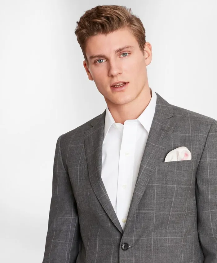 Brooks Brothers Suits BrooksGate MilanoFit Windowpane Wool Suit Jacket Medium Grey 8211 Men Brooks Brothers Suits BrooksGate MilanoFit Windowpane Wool Suit Jacket Medium Grey 8211 Men