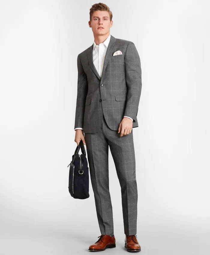 Brooks Brothers Suits BrooksGate MilanoFit Windowpane Wool Suit Jacket Medium Grey 8211 Men Brooks Brothers Suits BrooksGate MilanoFit Windowpane Wool Suit Jacket Medium Grey 8211 Men