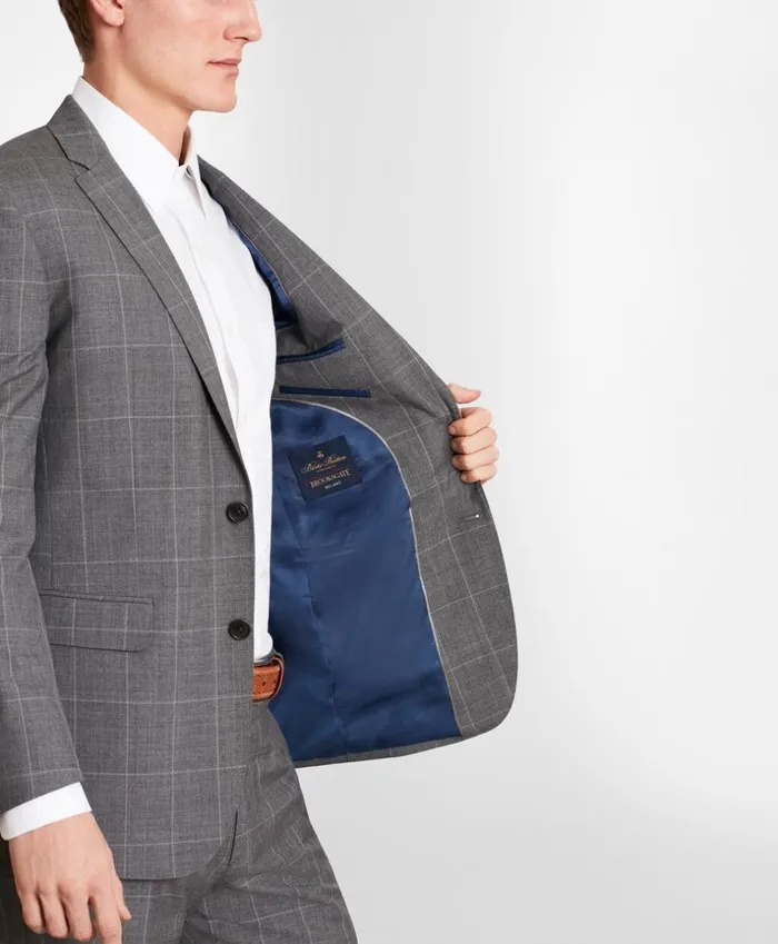 Brooks Brothers Suits BrooksGate MilanoFit Windowpane Wool Suit Jacket Medium Grey 8211 Men Brooks Brothers Suits BrooksGate MilanoFit Windowpane Wool Suit Jacket Medium Grey 8211 Men