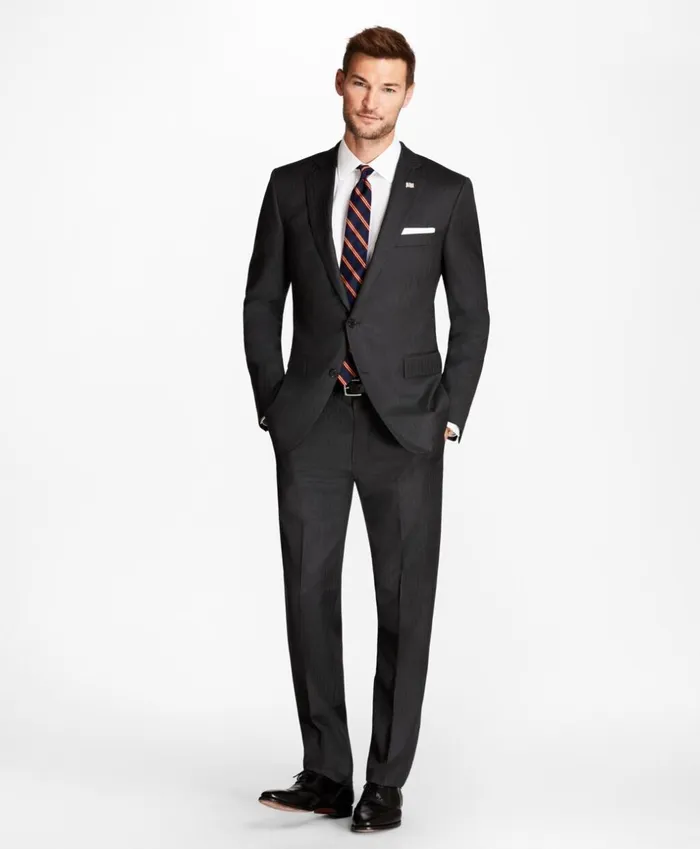 Brooks Brothers Suits Regent Fit Grey Herringbone 1818 Suit Grey 8211 Men