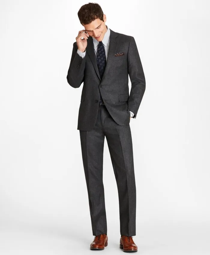 Brooks Brothers Suits Regent Fit Stretch Flannel 1818 Suit Charcoal 8211 Men