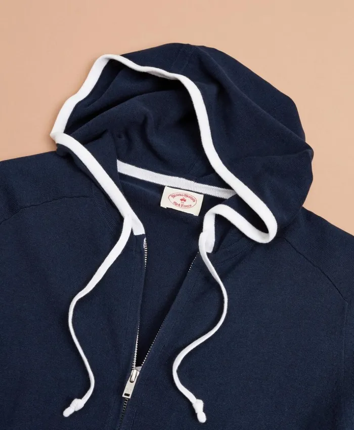 Brooks Brothers Sweaters Contrast ZipUp Hoodie Navy 8211 Men Brooks Brothers Sweaters Contrast ZipUp Hoodie Navy 8211 Men