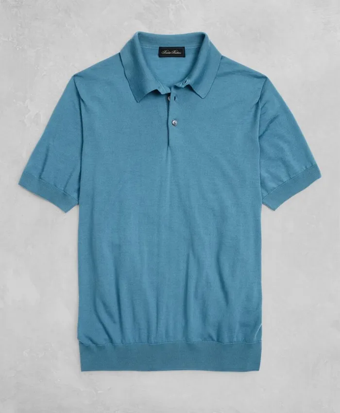 Brooks Brothers Sweaters Golden Fleece 3D Knit FineGauge Merino ShortSleeve Polo Blue 8211 Men Brooks Brothers Sweaters Golden Fleece 3D Knit FineGauge Merino ShortSleeve Polo Blue 8211 Men