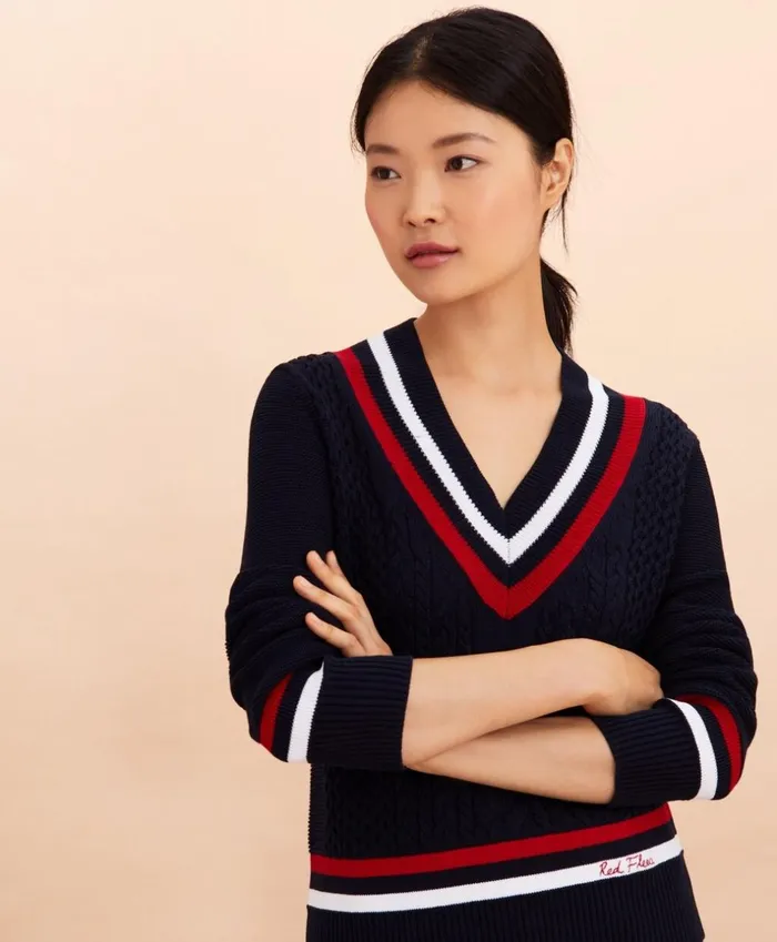 Brooks Brothers Sweaters LogoEmbroidered Cotton Tennis Sweater Navy 8211 Women Brooks Brothers Sweaters LogoEmbroidered Cotton Tennis Sweater Navy 8211 Women