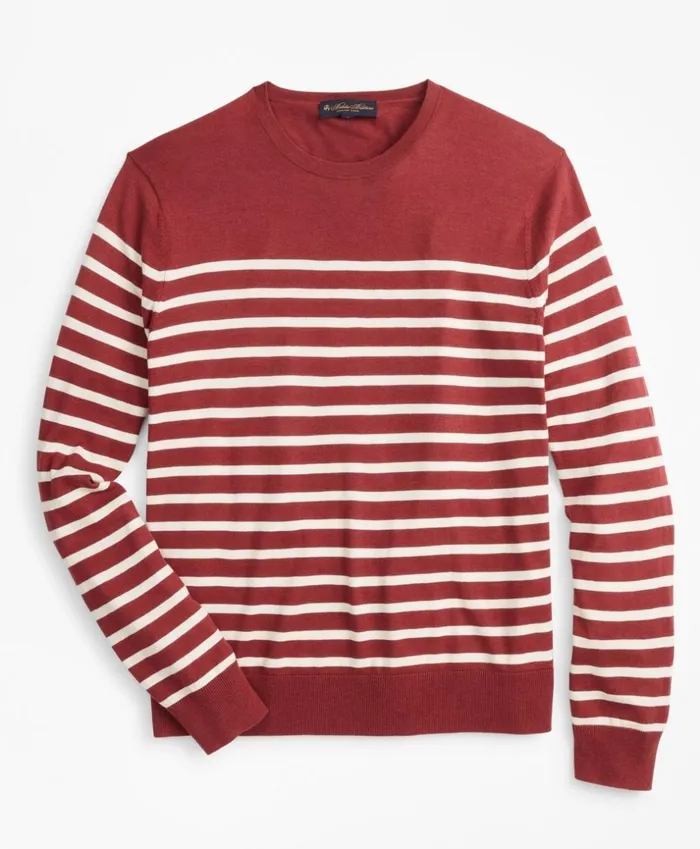 Brooks Brothers Sweaters Silk And Cotton Stripe Crewneck Sweater Burgundy 8211 Men Brooks Brothers Sweaters Silk And Cotton Stripe Crewneck Sweater Burgundy 8211 Men