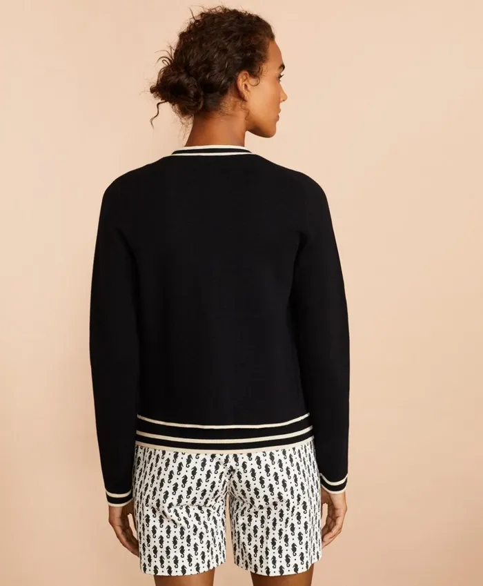 Brooks Brothers Sweaters TieNeck Cotton Cardigan Black 8211 Women Brooks Brothers Sweaters TieNeck Cotton Cardigan Black 8211 Women