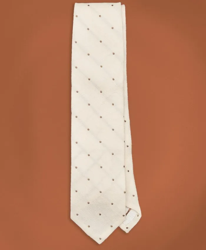 Brooks Brothers Ties Golden Fleece Dotted SilkLinen Tie Cream 8211 Men