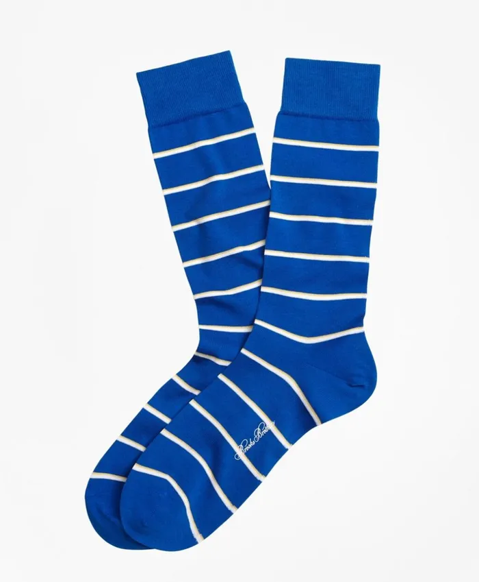 Brooks Brothers Underwear and Socks TwoColor Stripe Crew Socks Blue 8211 Men