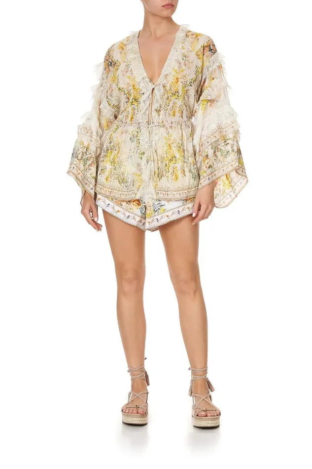 Camilla Kimonos Women Tie Front Lace Insert Layer In The Hills Of Tuscany