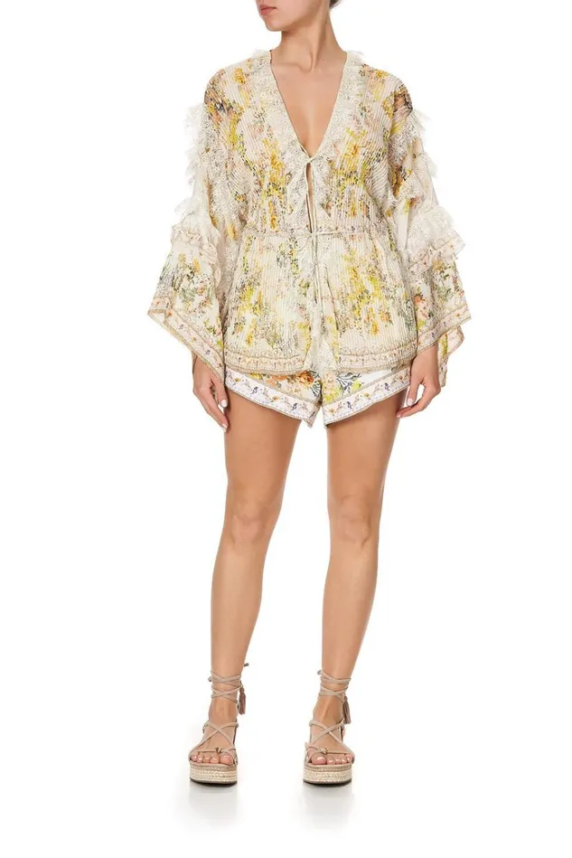 Camilla Kimonos Women Tie Front Lace Insert Layer In The Hills Of Tuscany