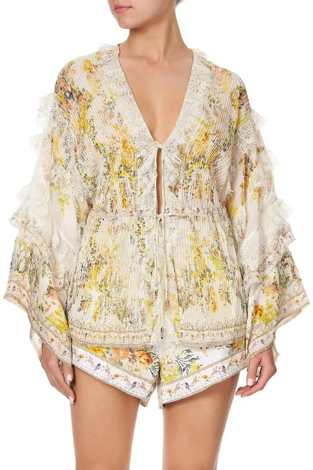 Camilla Kimonos Women Tie Front Lace Insert Layer In The Hills Of Tuscany