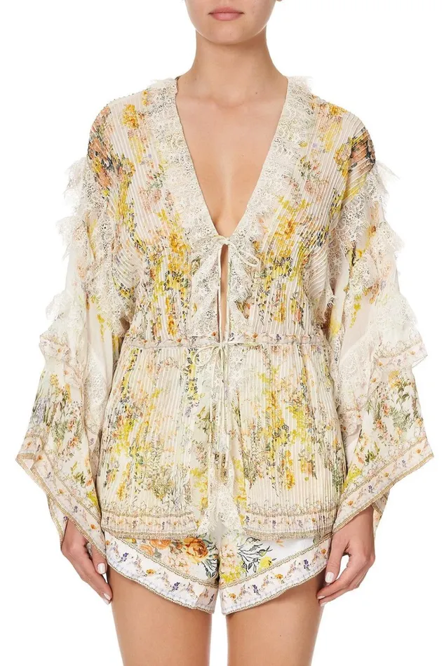 Camilla Kimonos Women Tie Front Lace Insert Layer In The Hills Of Tuscany