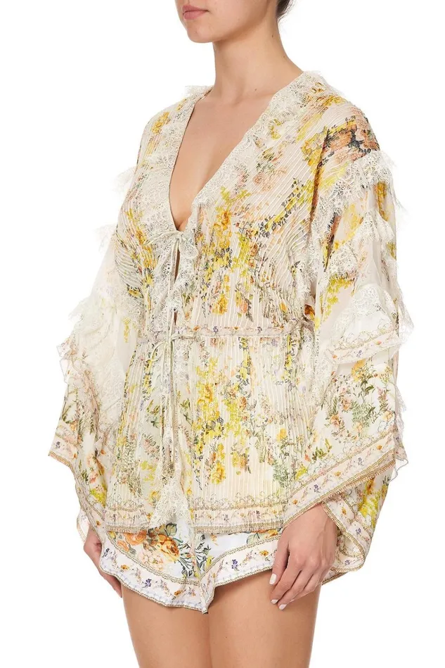 Camilla Kimonos Women Tie Front Lace Insert Layer In The Hills Of Tuscany