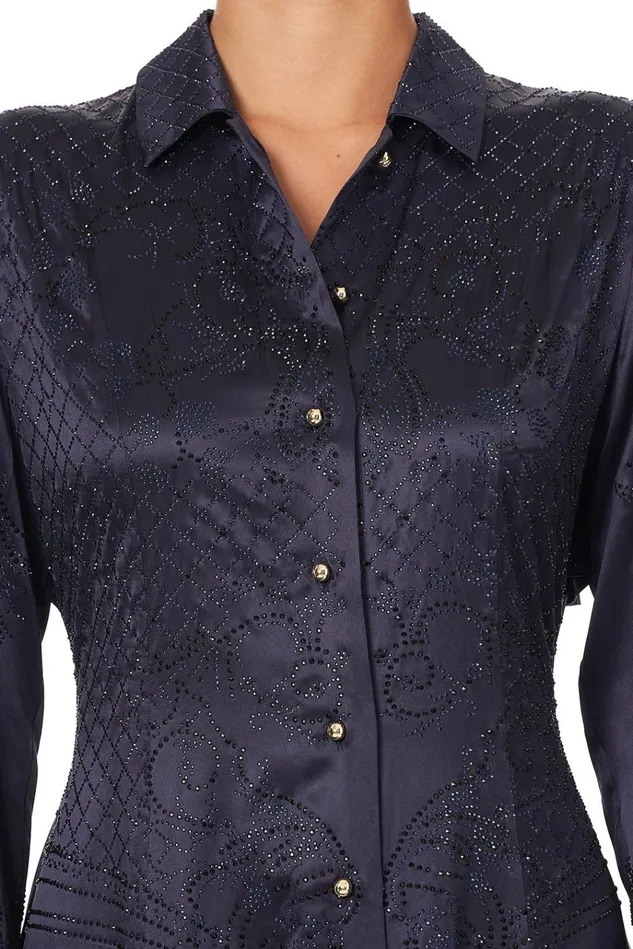 Camilla Modest Clothing Women Printed Trench Luxe Navy