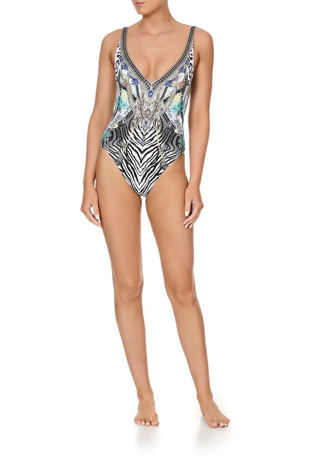 Camilla One Pieces Women Deep V Neck One Piece Think Kinks