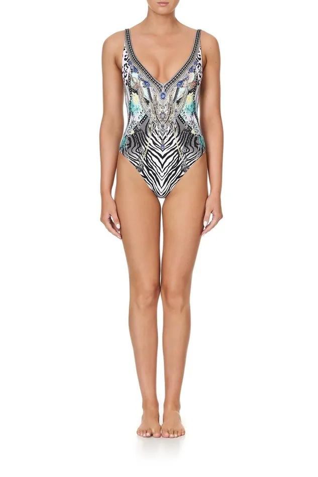 Camilla One Pieces Women Deep V Neck One Piece Think Kinks