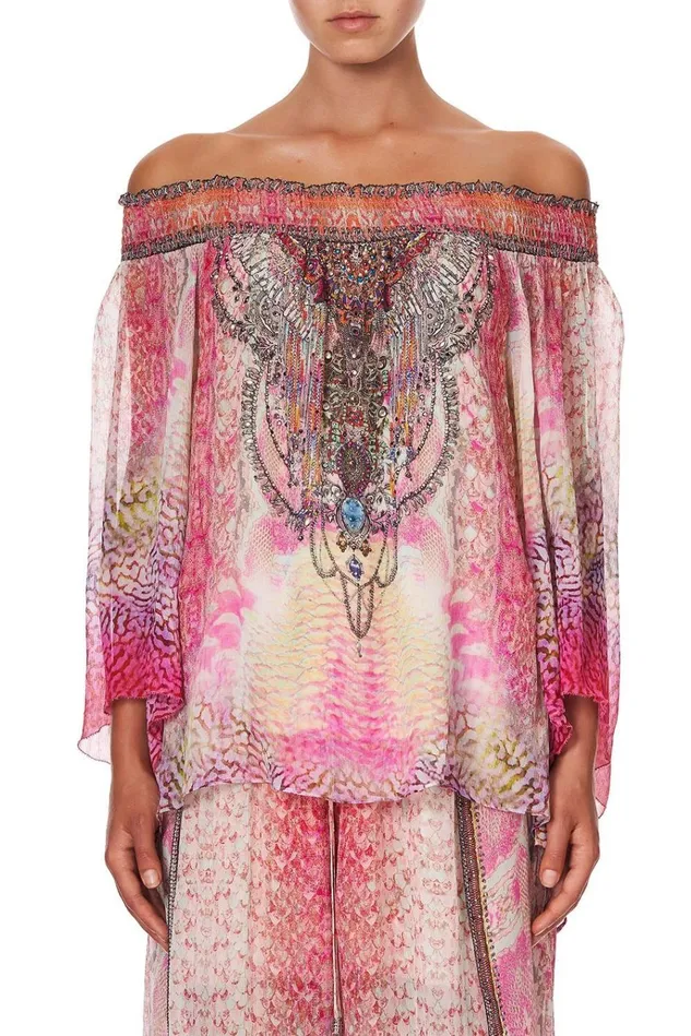 Camilla Tops Women Off Shoulder Shirred Blouse Serpentine Dreams