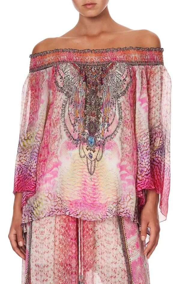 Camilla Tops Women Off Shoulder Shirred Blouse Serpentine Dreams