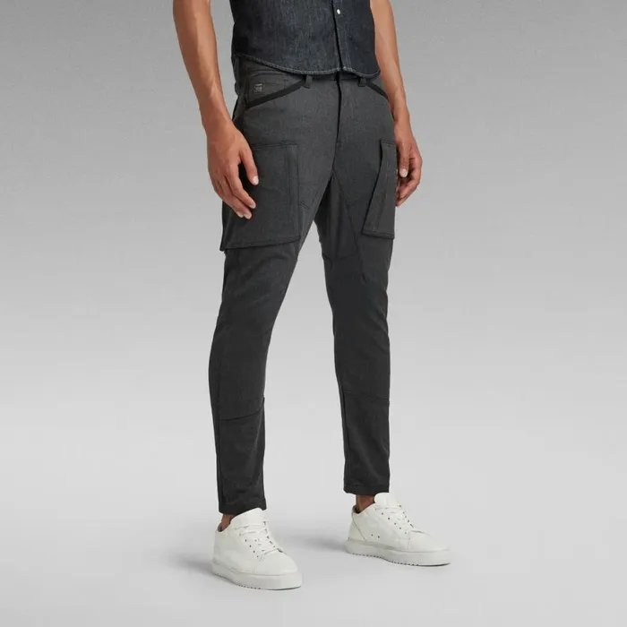 Cargos and Chinos Men GStar RAW Zip Pocket 3D Skinny Cargo Pants Dark Black Heather