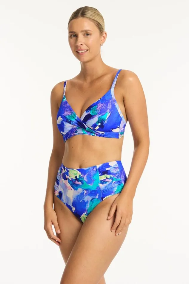 Cascade Twist Front DDE Bra Cascade Cobalt Women Sea Level Tops