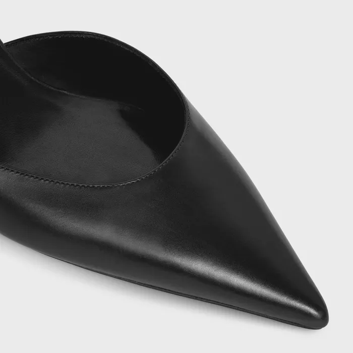 Celine Kitten With Strap Triomphe In Calfskin Gold Finishing Black Women CELINE PUMPS