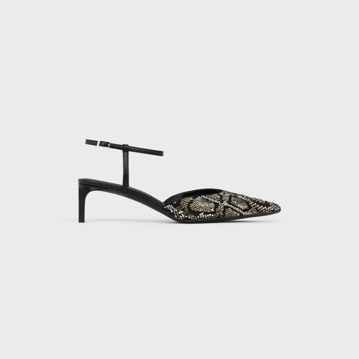Celine Kitten With Strass In Suede Calfskin Black Women CELINE PUMPS