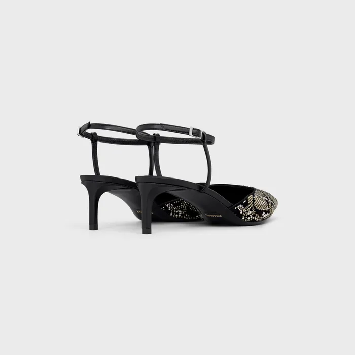 Celine Kitten With Strass In Suede Calfskin Black Women CELINE PUMPS