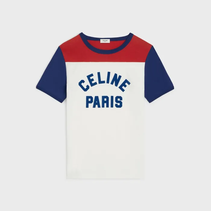Celine Paris 70039S TShirt In Cotton Jersey Off White Bleu Berlin Deep Women CELINE TSHIRTS AND SWEATSHIRTS Celine Paris 70039S TShirt In Cotton Jersey Off White Bleu Berlin Deep Women CELINE TSHIRTS AND SWEATSHIRTS