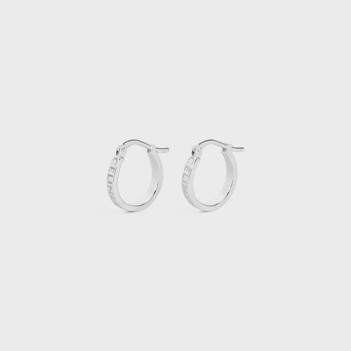 Celine Paris Hoops In Brass With Rhodium Finish Silver Women CELINE EARRINGS Celine Paris Hoops In Brass With Rhodium Finish Silver Women CELINE EARRINGS