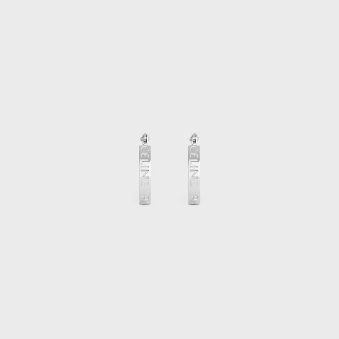 Celine Paris Hoops In Brass With Rhodium Finish Silver Women CELINE EARRINGS Celine Paris Hoops In Brass With Rhodium Finish Silver Women CELINE EARRINGS