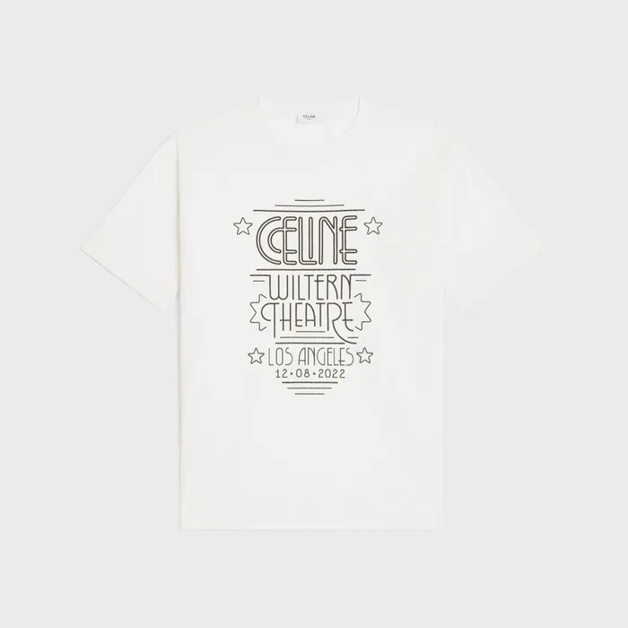 Celine Wiltern TShirt In Cotton Jersey Dirty White Black Men CELINE TSHIRTS AND SWEATSHIRTS Celine Wiltern TShirt In Cotton Jersey Dirty White Black Men CELINE TSHIRTS AND SWEATSHIRTS