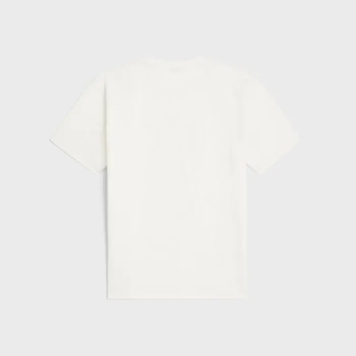 Celine Wiltern TShirt In Cotton Jersey Dirty White Black Men CELINE TSHIRTS AND SWEATSHIRTS