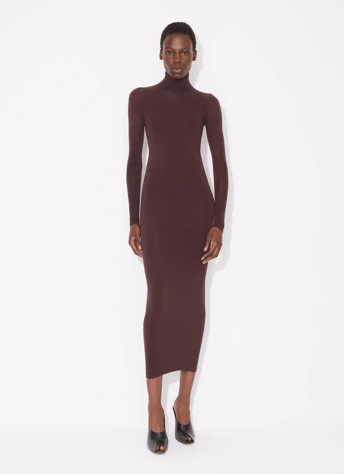 Chocolate Fitted Body In Fine Knit Women Alaa Bodysuits and Leggings