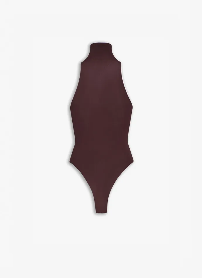 Chocolate Fitted Body In Fine Knit Women Alaa Bodysuits and Leggings