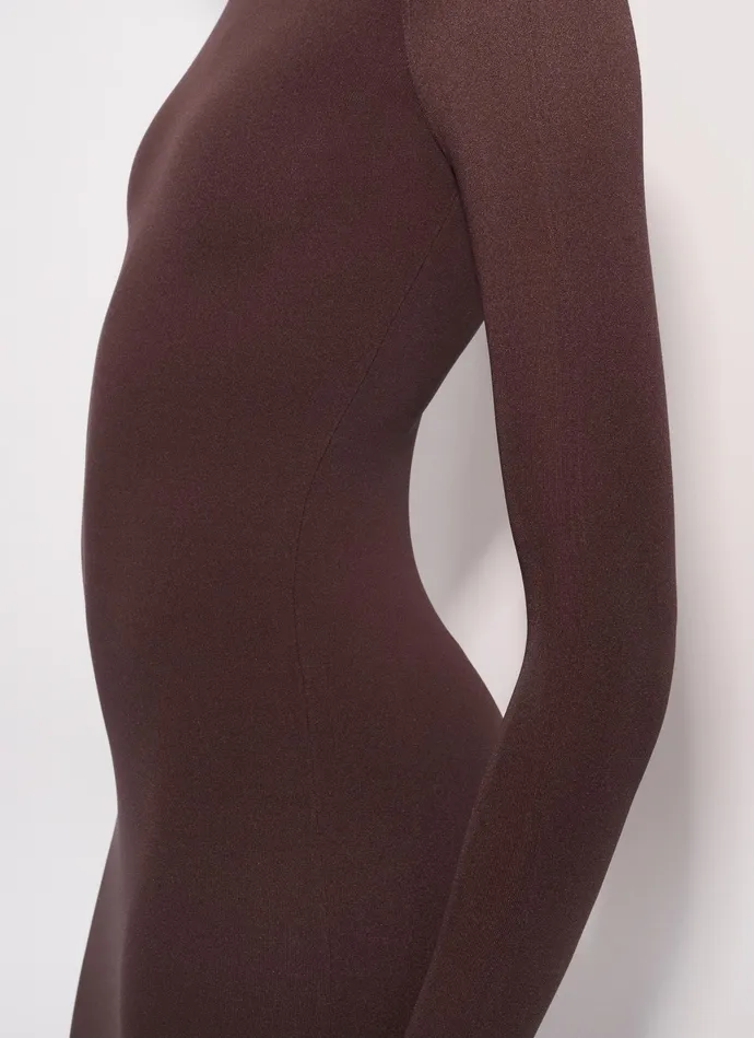 Chocolate Fitted Body In Fine Knit Women Alaa Bodysuits and Leggings