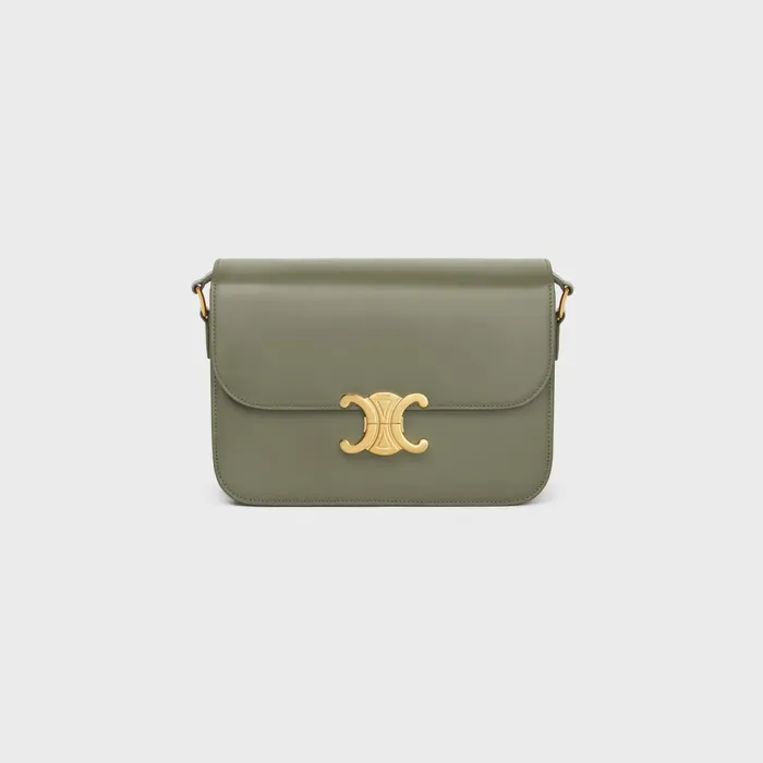Classique Triomphe Bag In Shiny Calfskin Soft Khaki Women CELINE TRIOMPHE