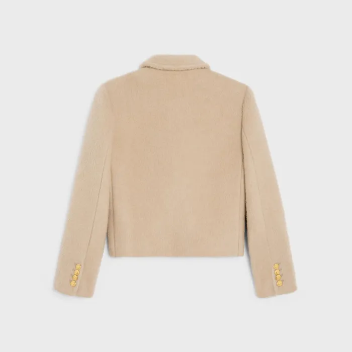 Claudine Collar Jacket In Camel Wool Sable Blanc Women CELINE JACKETS