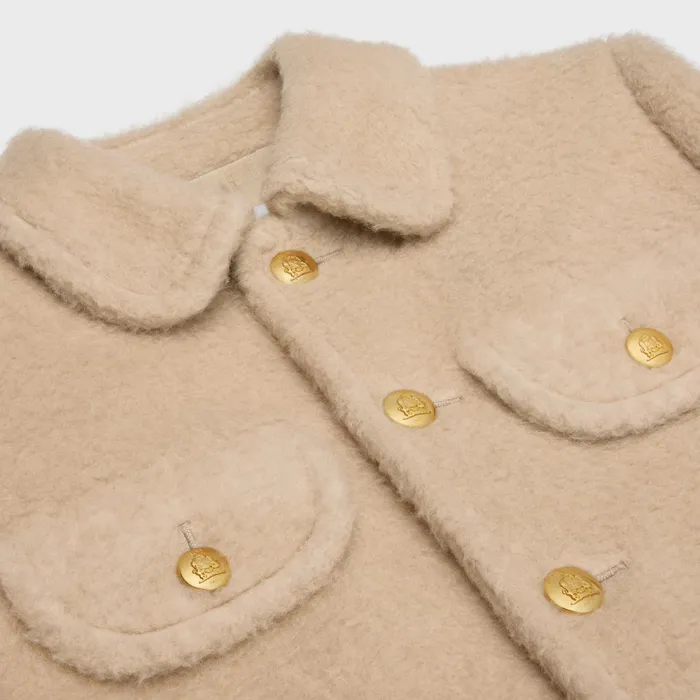 Claudine Collar Jacket In Camel Wool Sable Blanc Women CELINE JACKETS