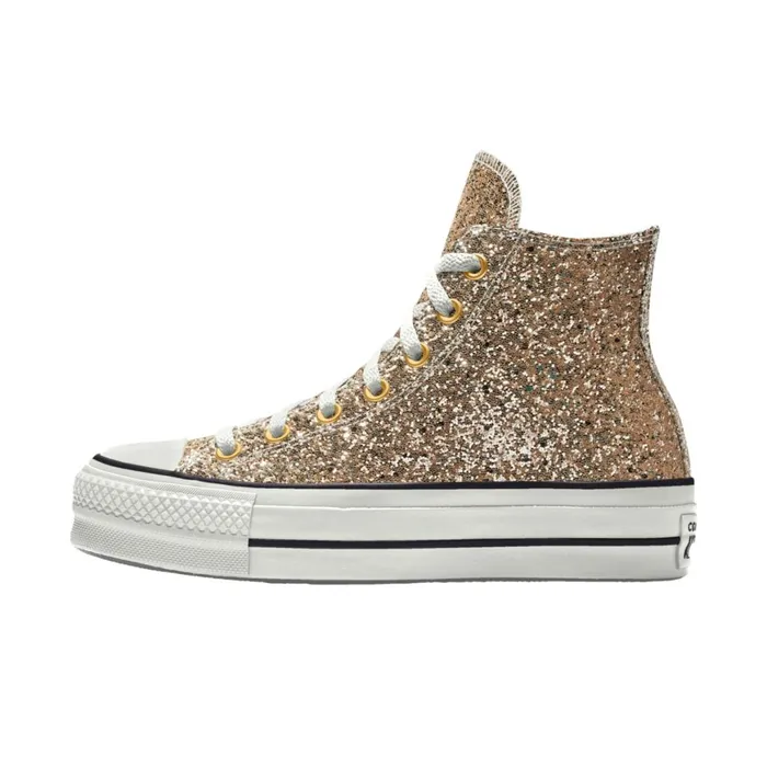 Converse High Top Custom Chuck Taylor All Star Lift Platform Glitter By You Gold 8211 Women
