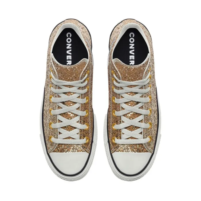 Converse High Top Custom Chuck Taylor All Star Lift Platform Glitter By You Gold 8211 Women