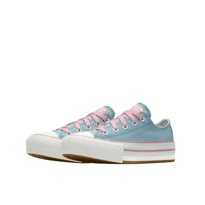 Converse Low Top Custom Chuck Taylor All Star EVA Lift Platform By You True Sky 8211 KidsWomen