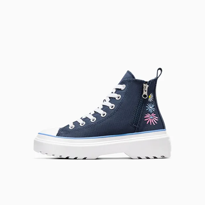 Converse Platforms Chuck Taylor All Star Lugged Lift Platform Easy On Floral Embroidery Navylt Blue white 8211 Kids