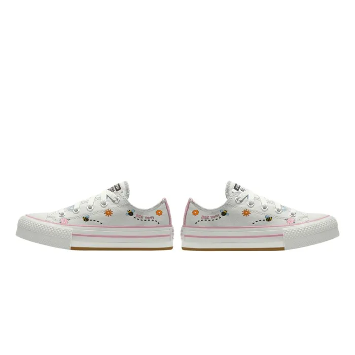 Converse Prints Custom Chuck Taylor All Star EVA Lift Platform By You White Flowers 8211 KidsWomen