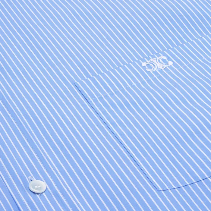 Cropped Shirt In Striped Cotton Poplin Cielblanc Women CELINE SHIRTS AND TOPS