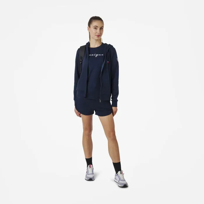 Damen Sweatshirts Und Pullover Rossignol Logo Damensweatshirt Mit Kapuze Und Durchgehendem Reiverschluss Darknavy715