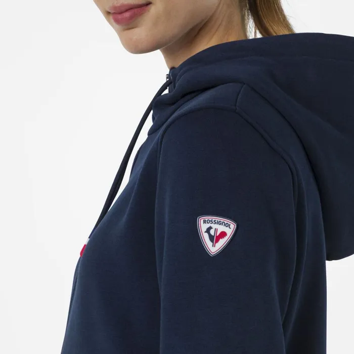 Damen Sweatshirts Und Pullover Rossignol Logo Damensweatshirt Mit Kapuze Und Durchgehendem Reiverschluss Darknavy715
