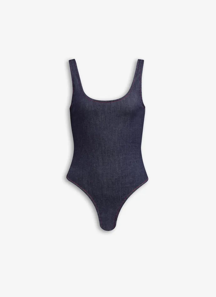 Dark Blue TANK BODY IN STRETCH DENIM Women Alaa Denim