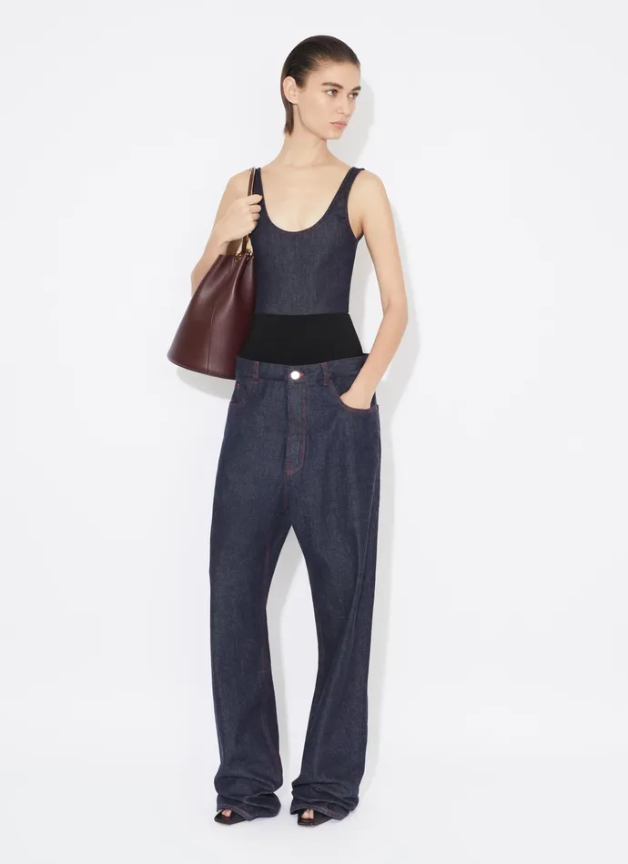 Dark Blue TANK BODY IN STRETCH DENIM Women Alaa Denim