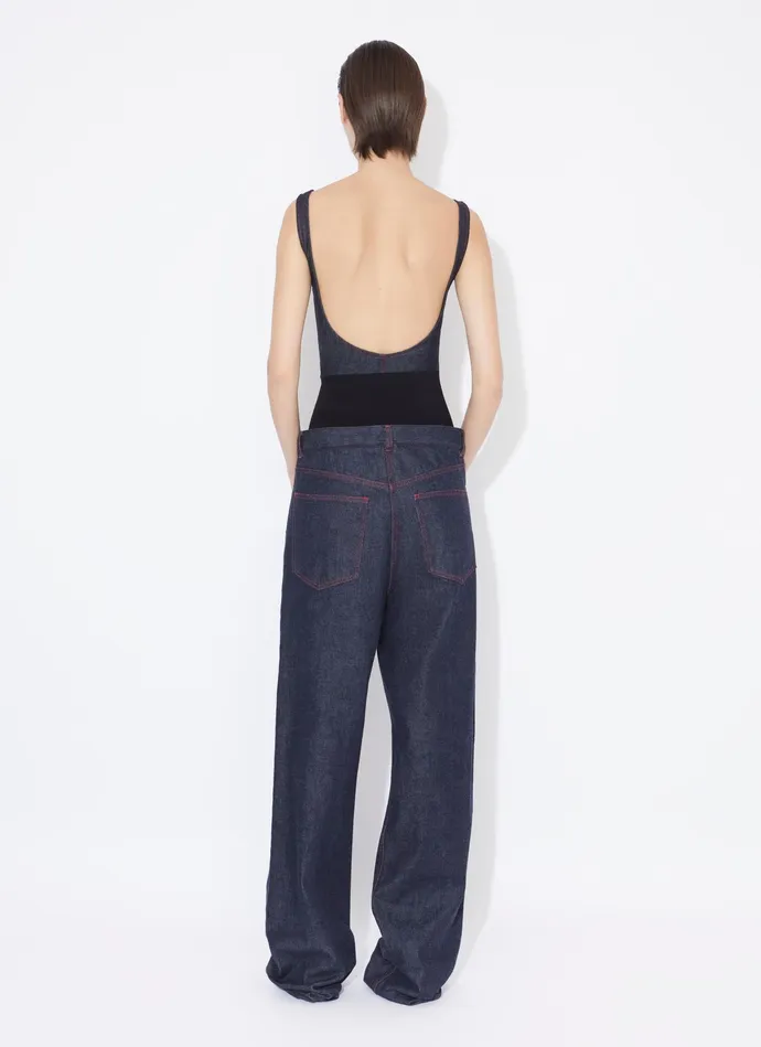 Dark Blue TANK BODY IN STRETCH DENIM Women Alaa Denim